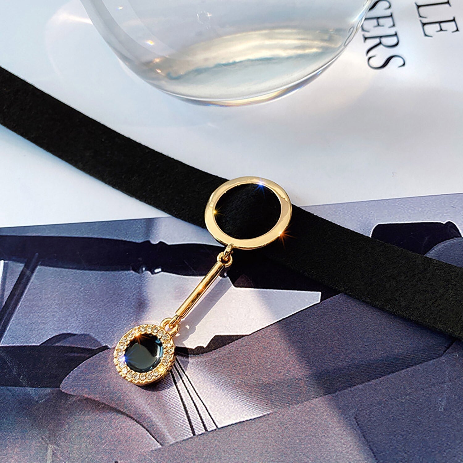 Schwarze übertriebene Flanell Choker Halskette | Shop Nory