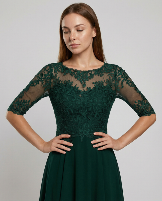 Festliches Maxikleid mit Spitzenbesatz für Damen