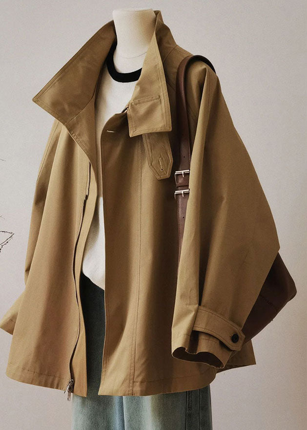 Damen Trenchcoat mit Reißverschluss und langen Ärmeln