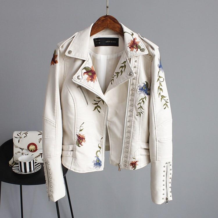 Lederjacke mit Stickerei