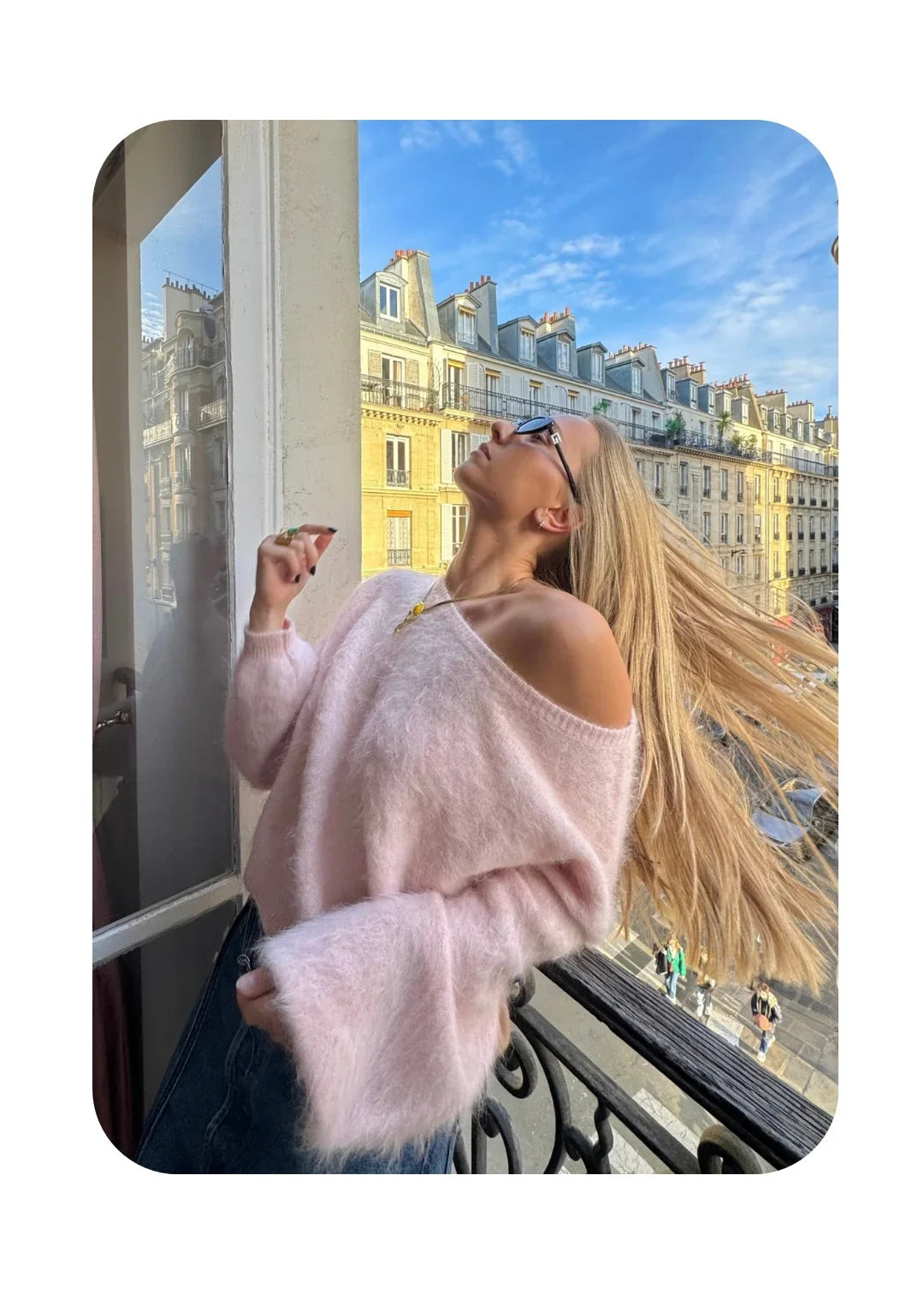 Damen Mohair-Mix Pullover mit Weichem Stoff & Oversized-Ärmeln