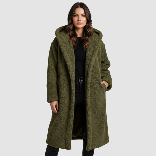 Damen Teddy Mantel mit Kapuze | ShopNory