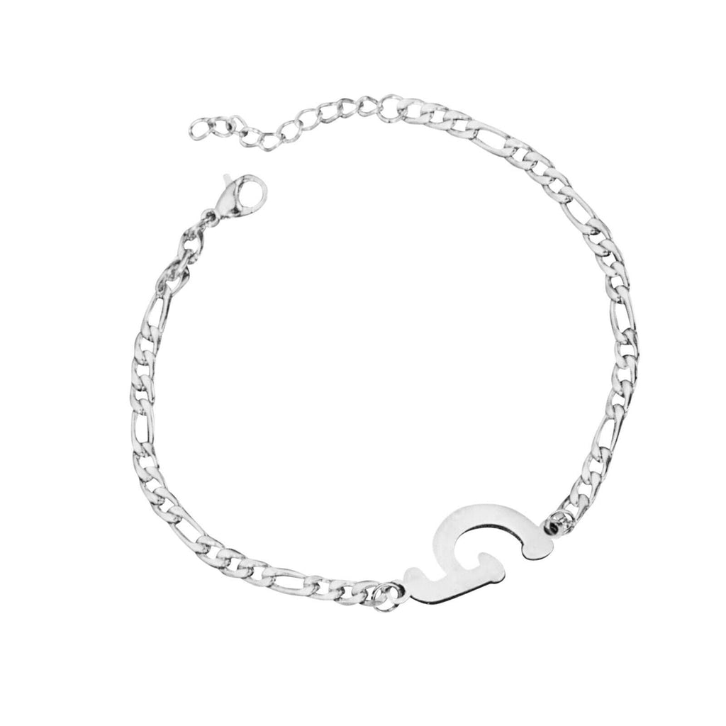 Damen Mädchen Silber Edelstahl Titan Einzelbuchstaben Initialen Armbänder | Shop Nory