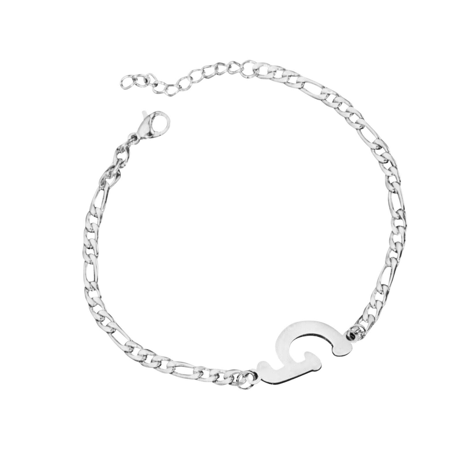 Damen Mädchen Silber Edelstahl Titan Einzelbuchstaben Initialen Armbänder | Shop Nory