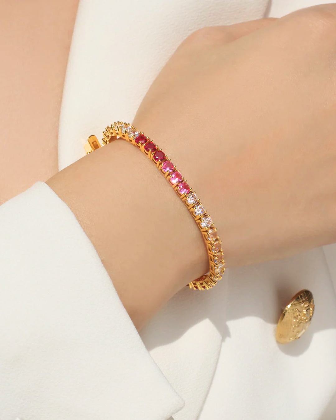 Luxe Tyra Pink Ombre Kristall Goldkette Armband | Shop Nory