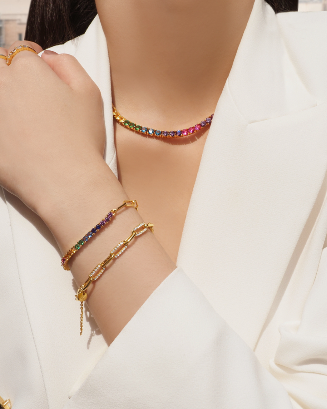 Luxe Kyla Kristall Goldkette Armband | Shop Nory
