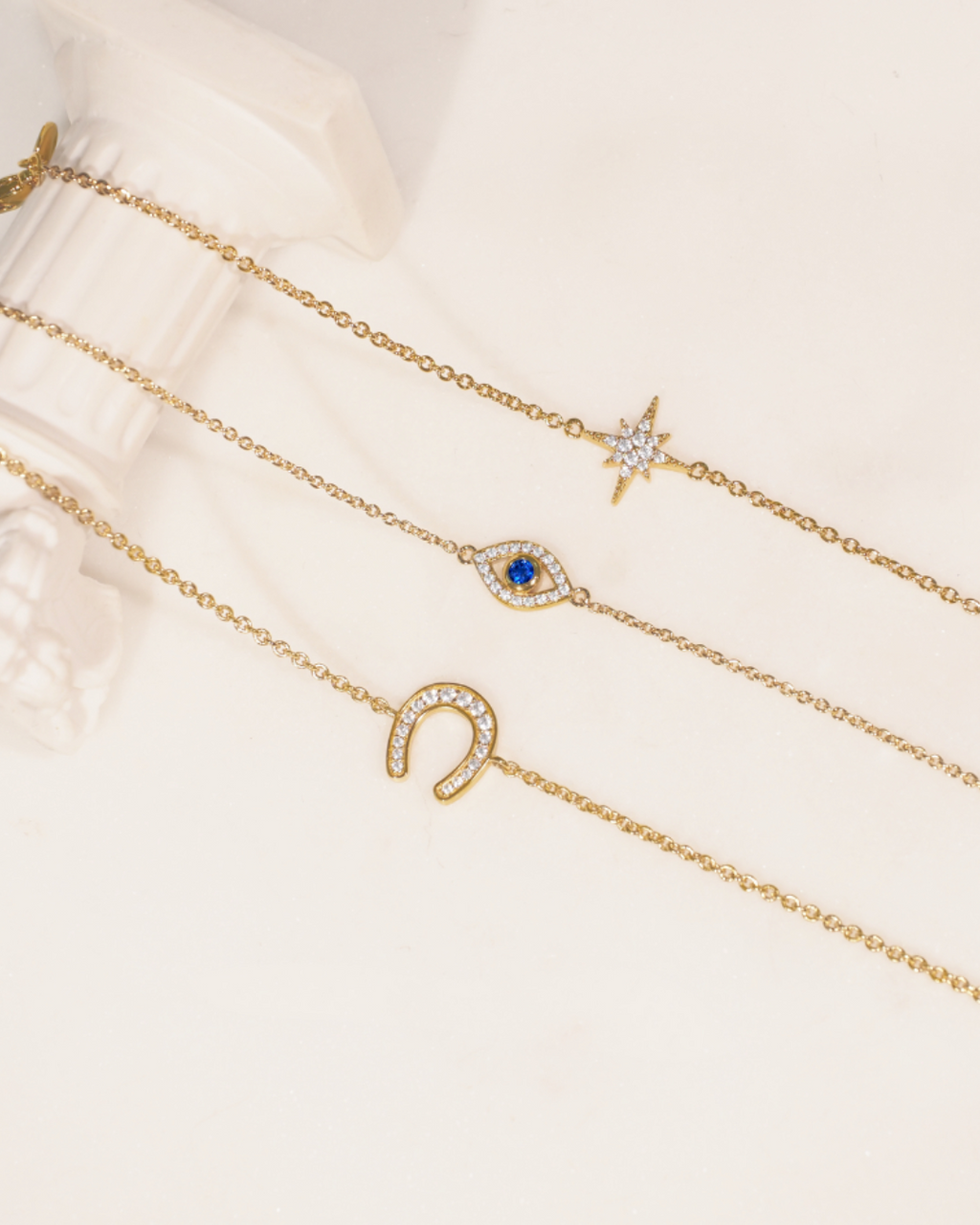 Himmlische Starburst Kristall Gold Charm Armband | Shop Nory
