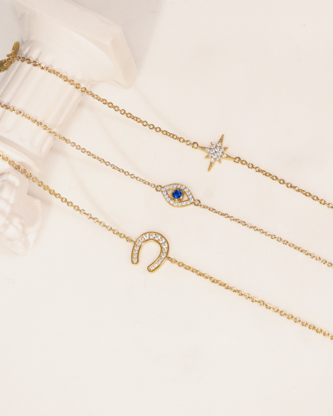 Himmlische Starburst Kristall Gold Charm Armband | Shop Nory