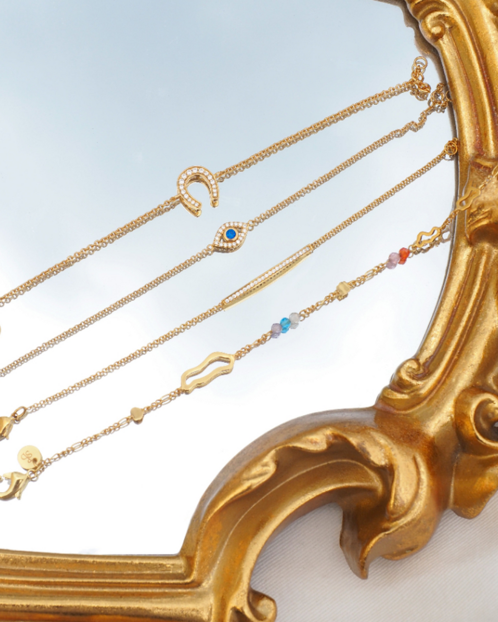 Glückliche Hufeisen-Kristall-Gold-Anhänger-Armband | Shop Nory