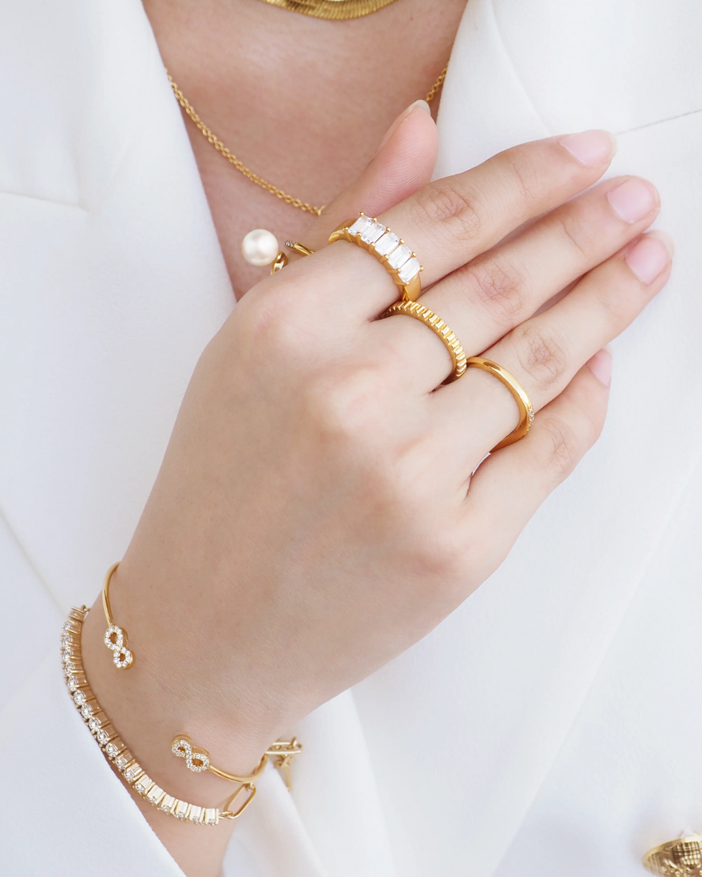 Luxe Tyra Kristall Gold Kettenarmband | Shop Nory