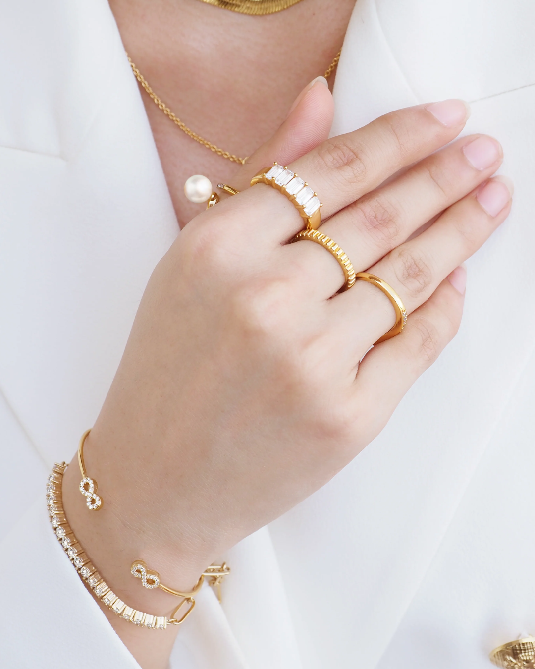 Luxe Tyra Kristall Gold Kettenarmband | Shop Nory