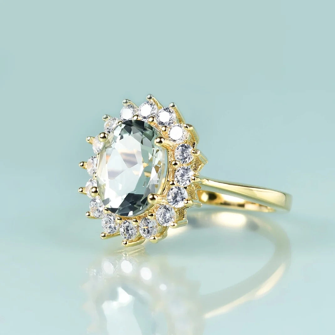 Prinzessin Diana Ring mit natürlichem grünen Amethyst | Shop Nory