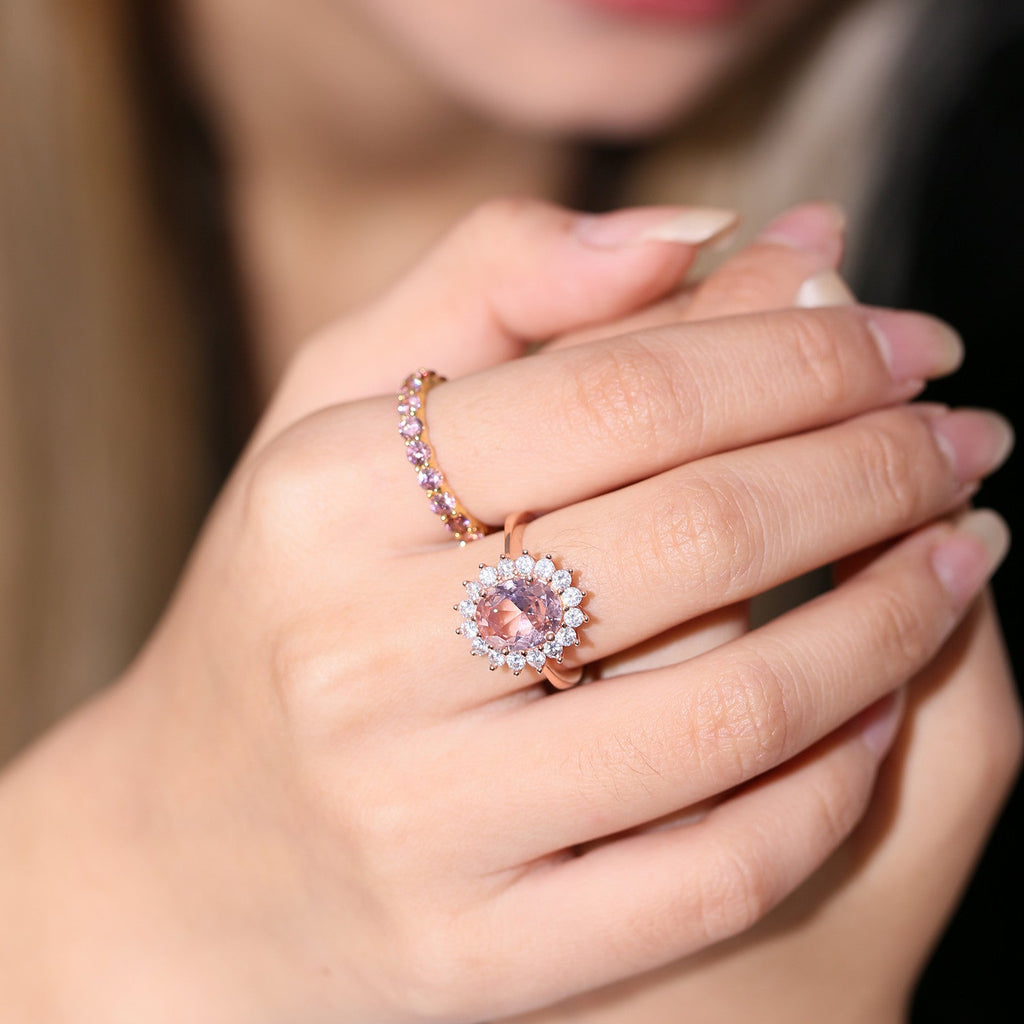 Rosafarbener Morganit-Verlobungsring, Prinzessin-Diana-Replika-Ring | Shop Nory
