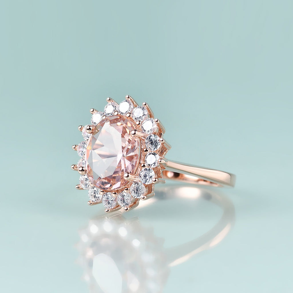 Rosafarbener Morganit-Verlobungsring, Prinzessin-Diana-Replika-Ring | Shop Nory