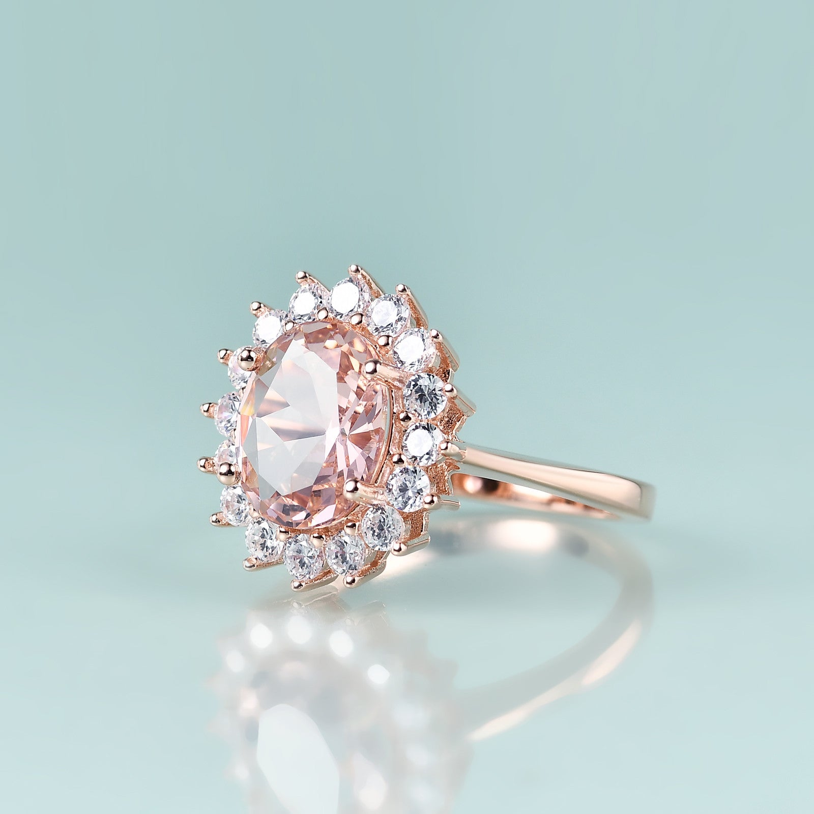 Rosafarbener Morganit-Verlobungsring, Prinzessin-Diana-Replika-Ring | Shop Nory