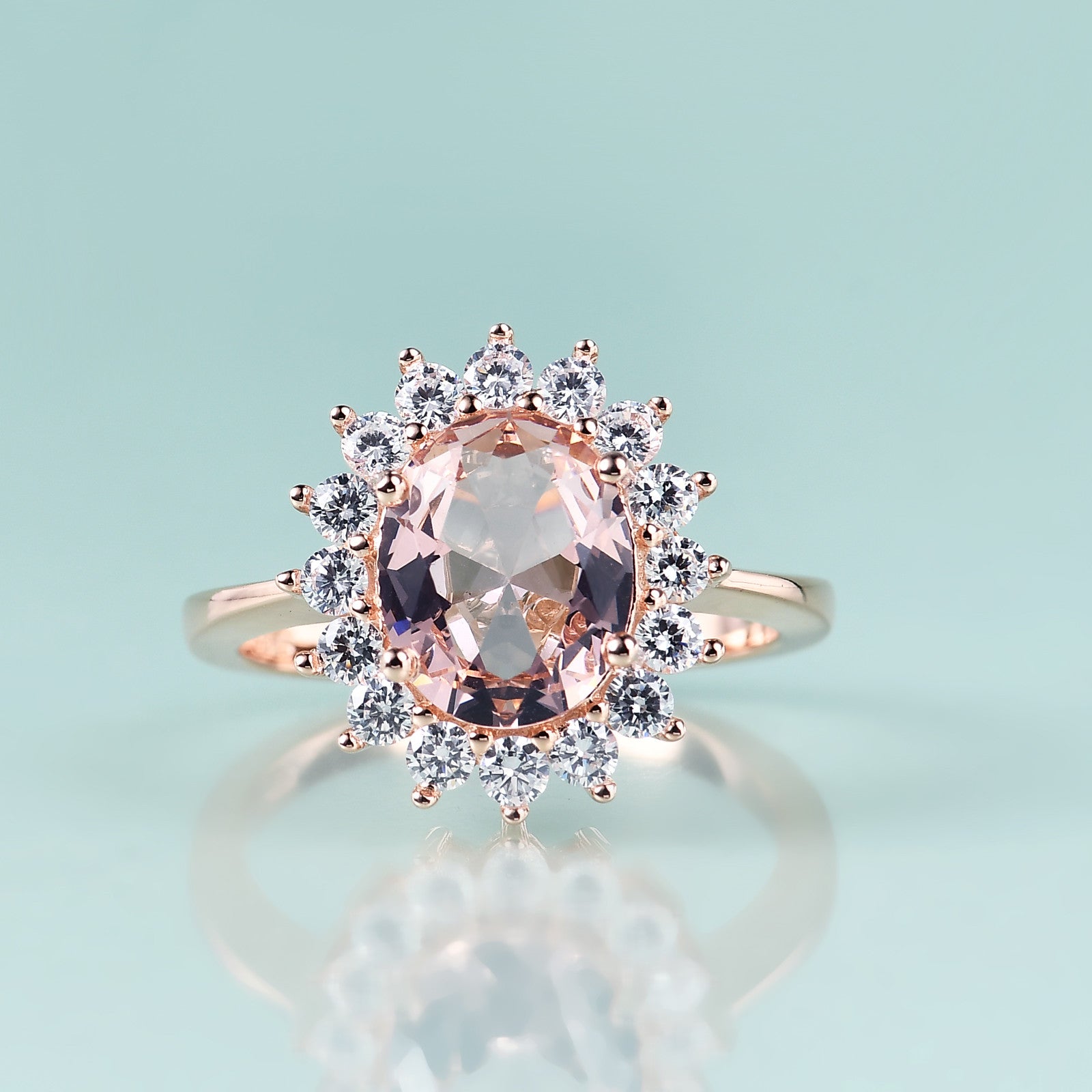 Rosafarbener Morganit-Verlobungsring, Prinzessin-Diana-Replika-Ring | Shop Nory