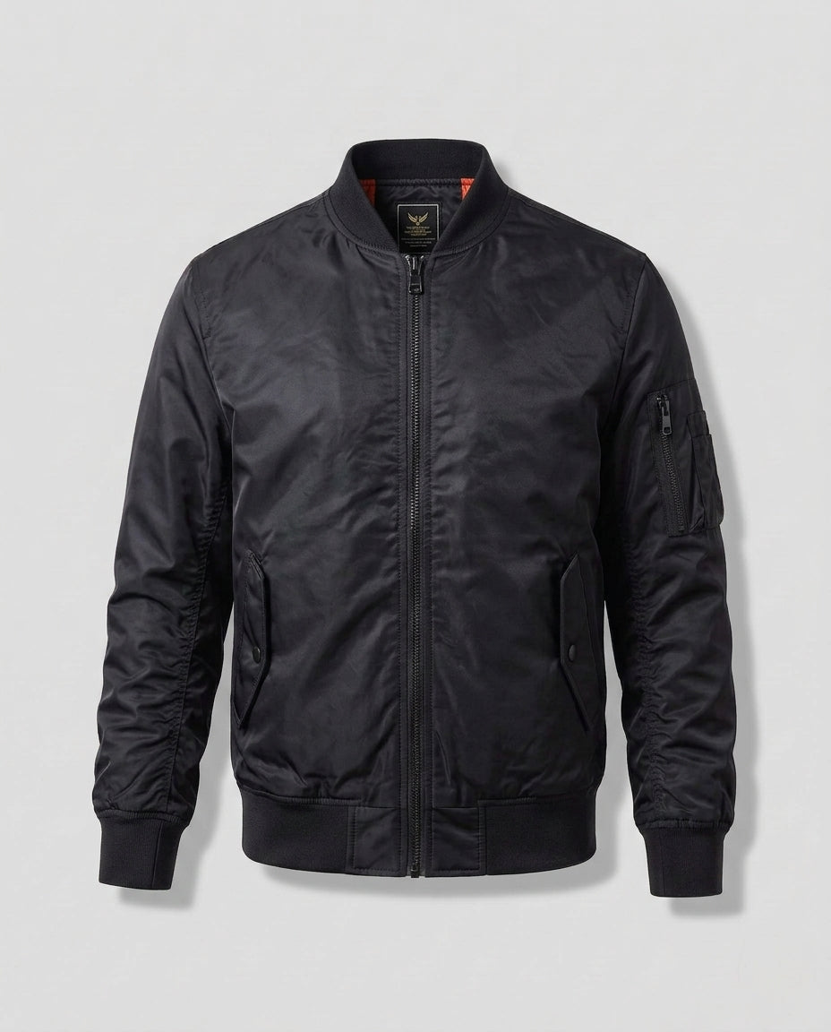 Herren Leichtgewicht Nylon Aviator Bomber mit Arm-Tasche und Zwei-Wege-Reißverschluss Shop nory