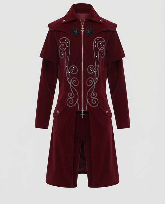 Damen Eleganter Velours-Mantel mit kunstvollen Verzierungen Shop Nory