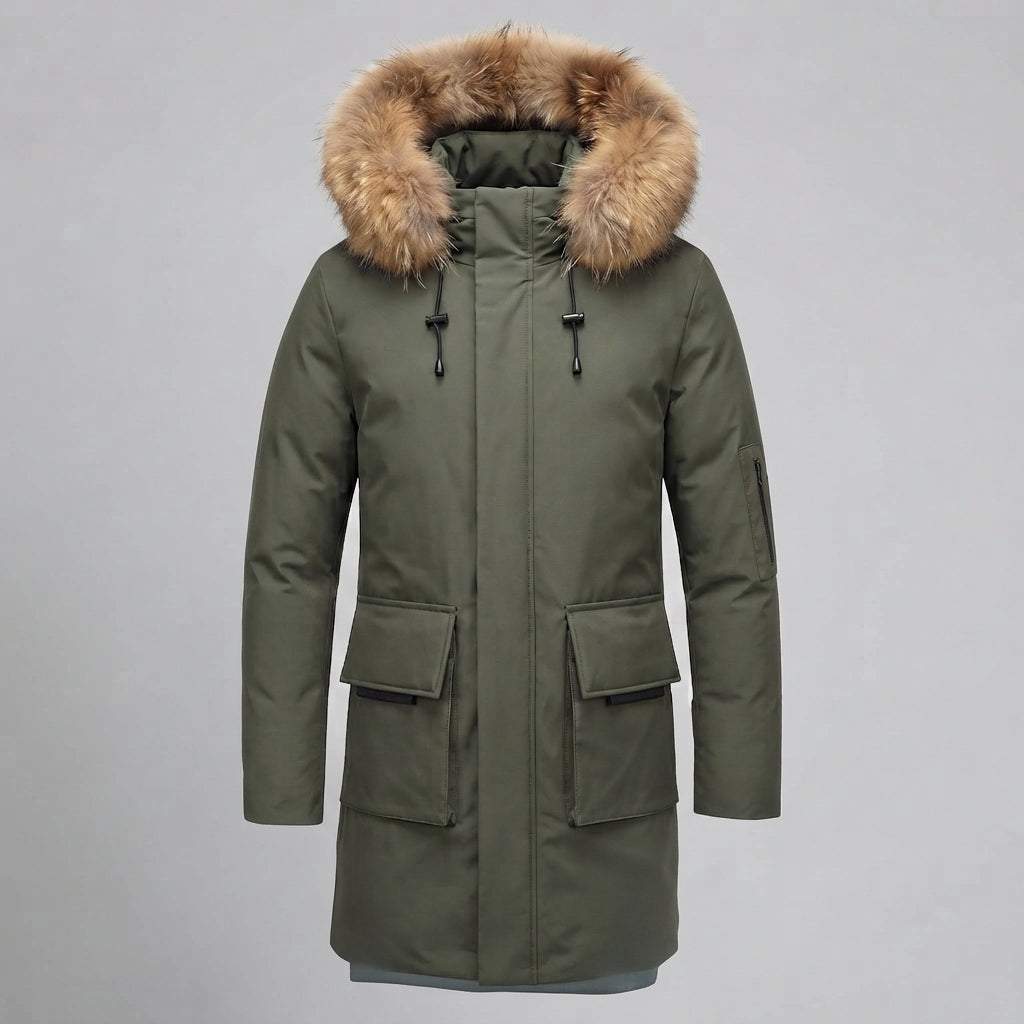 Herrenmode Winterjacke mit Kunstfellkragen Shop Nory