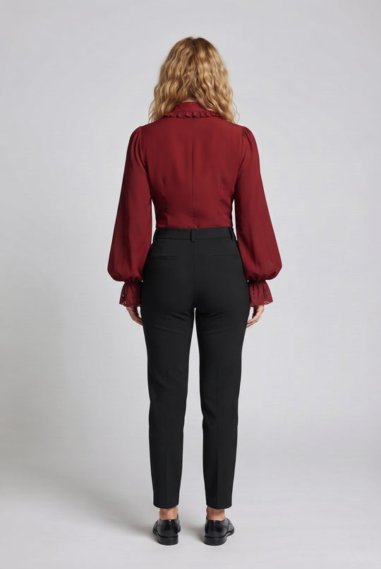 Damen Rüschbluse mit elegantem Kragenbereich Shop Nory