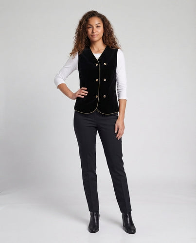 Damen Elegantes Samt-Weste mit Knopfdetails Shop Nory