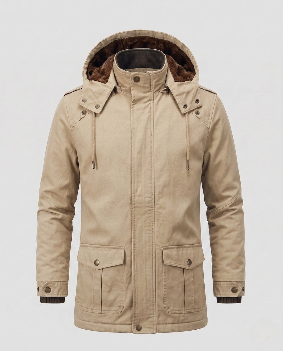 Herren-Feldparka im Canvas-Look mit wärmendem Teddy-Fleece-Futter und Utility-Taschen Shop nory