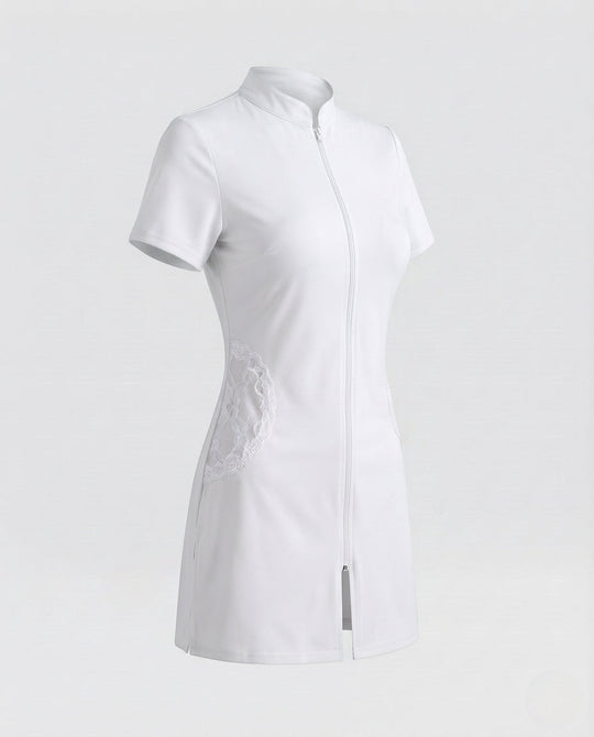 Damen sexy Krankenschwester Kostüm mit Zipper und Strumpfhalter Shop Nory