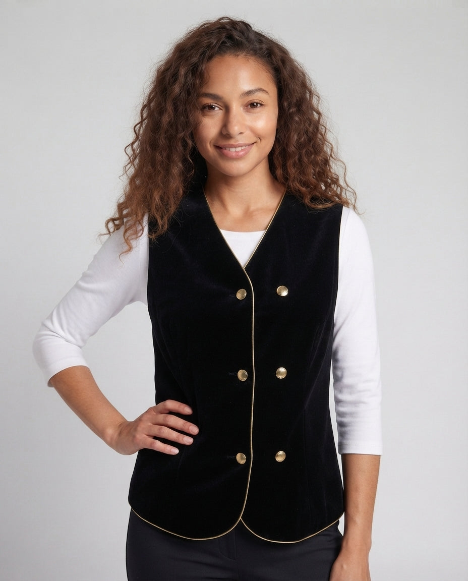 Damen Elegantes Samt-Weste mit Knopfdetails Shop Nory