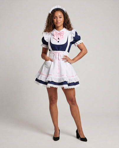 Damen Dienstmädchen-Kleid mit Rüschendetails und Haarschmuck Shop Nory