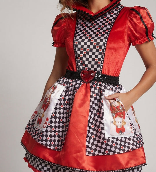 Damen Märchenhafte Herz-Dame Kostüm mit Rüschen und Krönchen Shop Nory