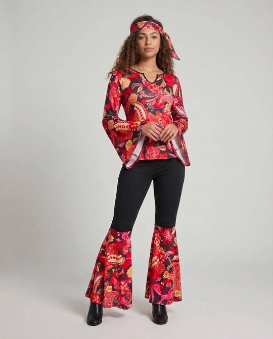 Damen Hippie Kostümset mit weitem Oberteil und Schlaghose Shop Nory