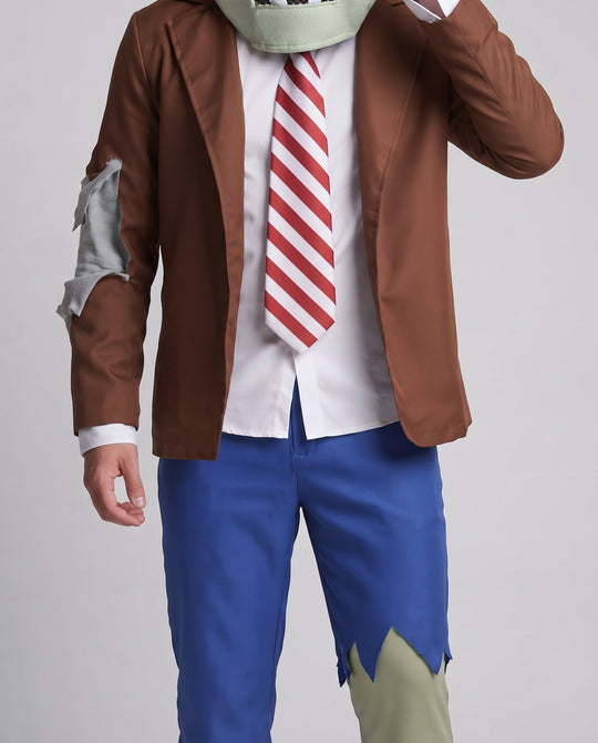 Herren Zombie Kostüm mit kreativem Kopfzubehör und zerrissenen Details Shop Nory