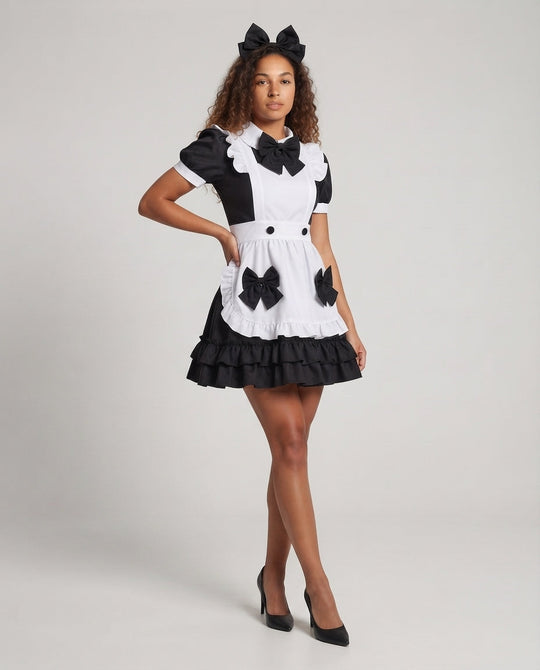 Damen verspieltes Kostümkleid mit Rüschen und Schleifen Shop Nory