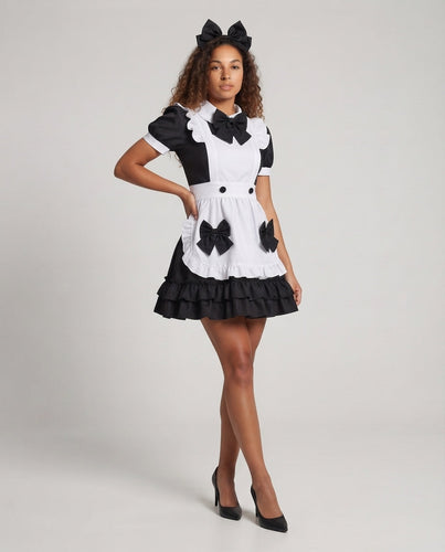 Damen verspieltes Kostümkleid mit Rüschen und Schleifen Shop Nory