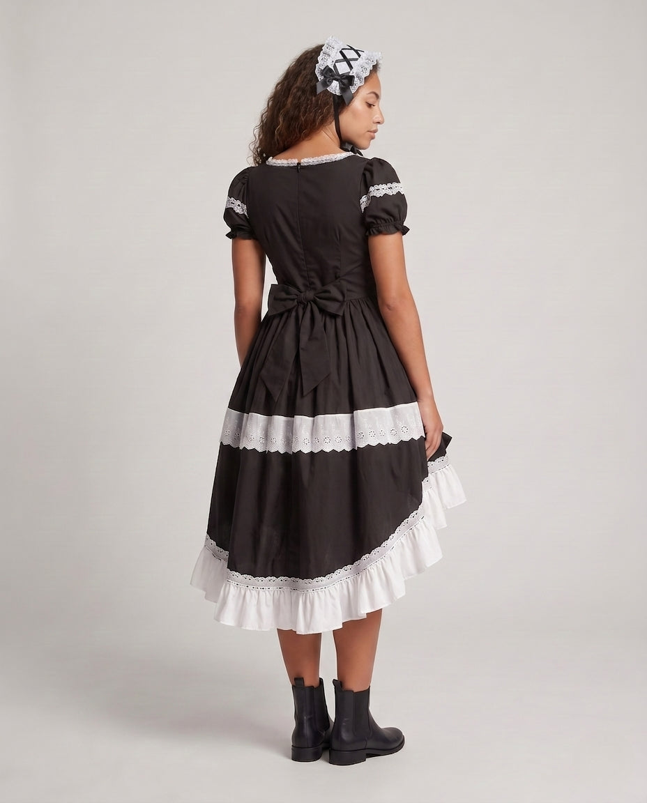 Damen Zeitloses Lolita-Kleid mit Rüschendetails und Puffärmeln Shop Nory