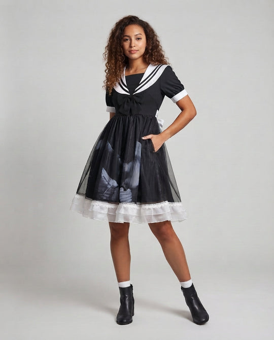 Damen Verspielt romantisches Kleid mit Schleifen und Rüschen Shop Nory