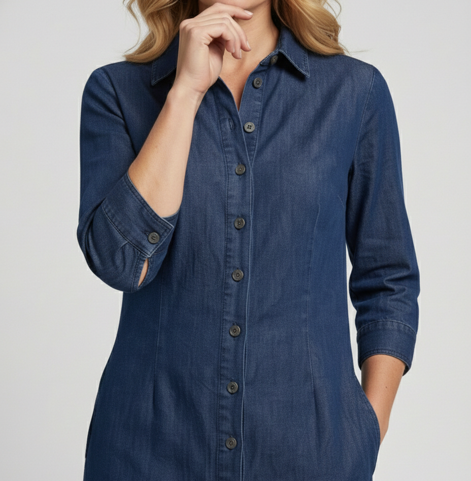 Hemdblusenkleid Damen mit Taillierung