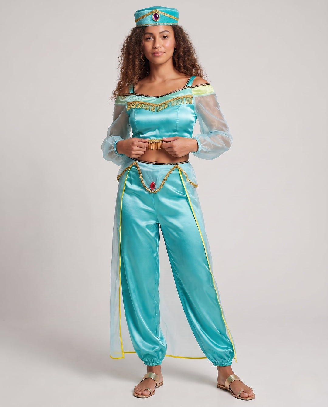 Damen Märchenhaftes Prinzessinnenkostüm mit transparenten Ärmeln und glitzernden Akzenten Shop Nory