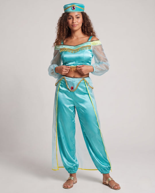 Damen Märchenhaftes Prinzessinnenkostüm mit transparenten Ärmeln und glitzernden Akzenten Shop Nory