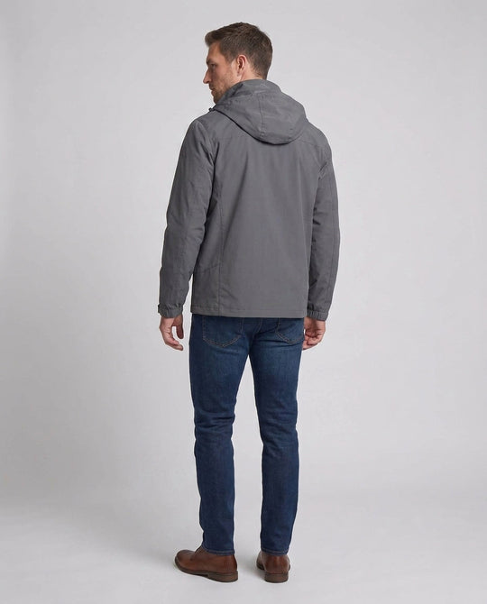 Herren Freizeit Softshell-Jacke mit einstellbarer Kapuze, Brustreißverschluss und Klettverschlüssen Shop nory