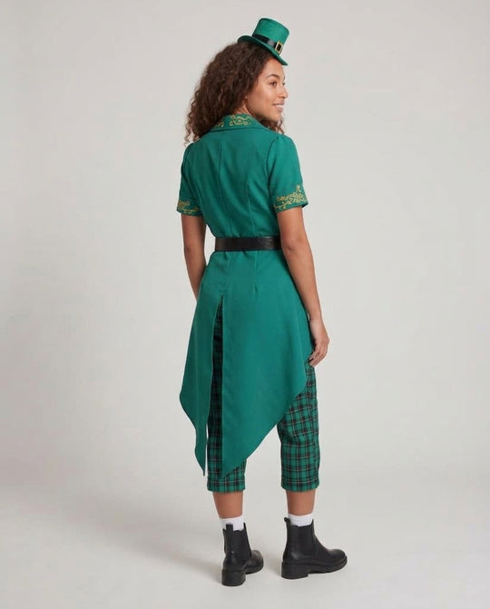 Damen Kostüm als irische Leprechaun mit elegantem Blazerschnitt und Karomuster Shop Nory