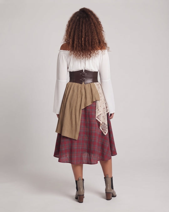 Damen romantisches Maxikleid mit weiten Ärmeln und Taillen-Corsage Shop Nory