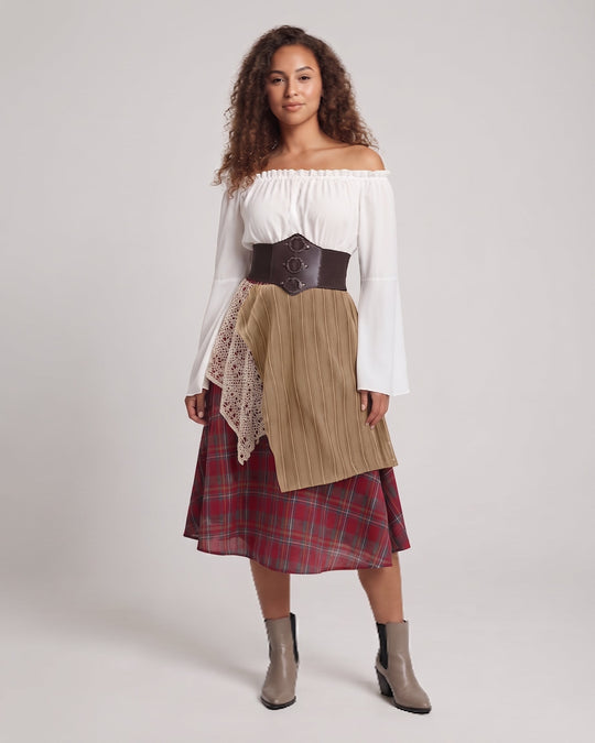 Damen romantisches Maxikleid mit weiten Ärmeln und Taillen-Corsage Shop Nory