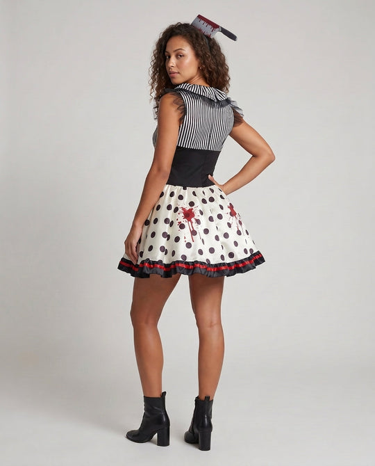 Damen Gruselige Clown-Kleid mit blutigen Akzenten Shop Nory