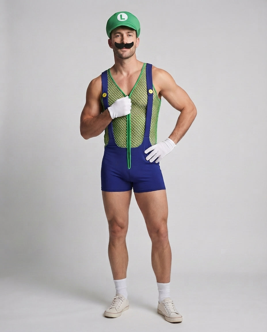 Herren Kostüm im Mario-Stil mit Netzdetails Shop Nory