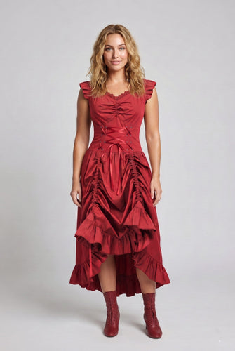 Damen romantisches Kleid mit Rüschendetails und eleganter Schnürung Shop Nory