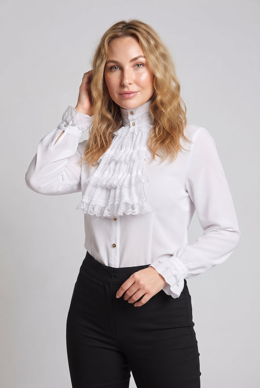Damen Rüschenshirt mit elegantem Kragen Shop Nory