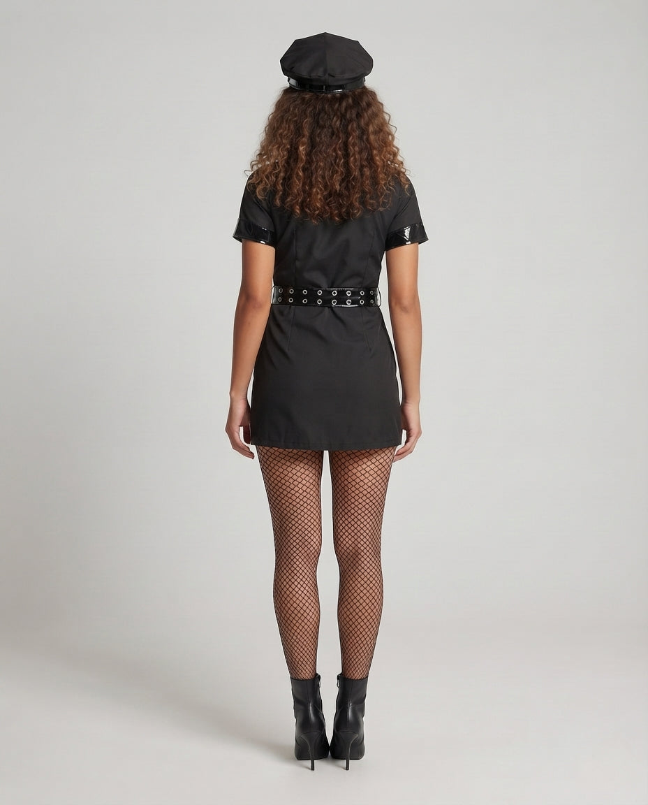 Damen sexy Polizeikostüm mit stylischem Gürtel und schimmernden Akzenten Shop Nory
