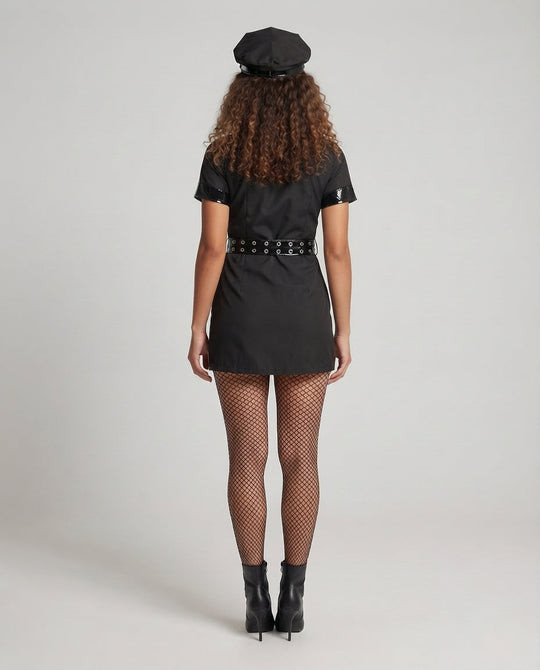 Damen sexy Polizeikostüm mit stylischem Gürtel und schimmernden Akzenten Shop Nory