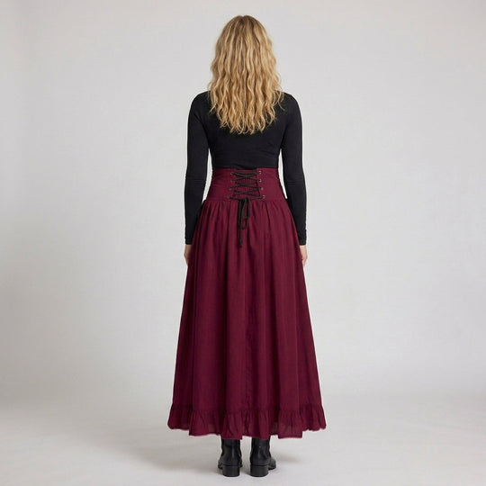 Damen Eleganter Hochzeitsrock mit Schnürung und Rüsche Shop Nory